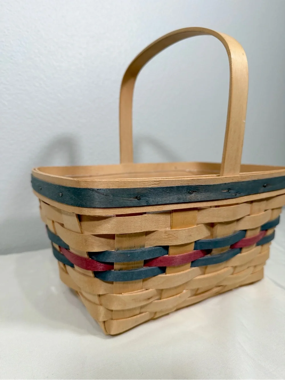 Vintage 1991 Longaberger All Purple Basket Natural Wood Spring Easter Trim 9.5x5